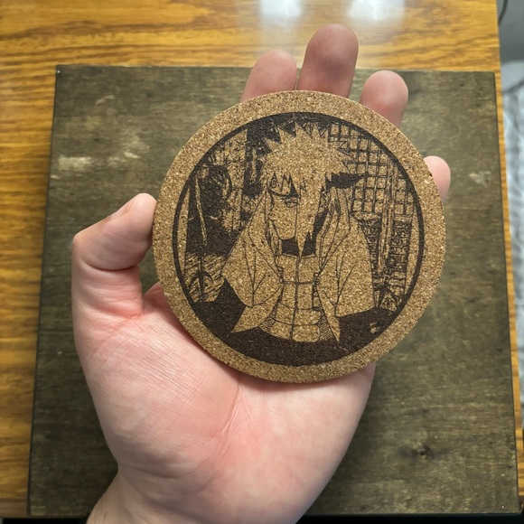 Naruto Fourth Hokage Laser Engraved Cork Coaster - Picture 3 of 5
